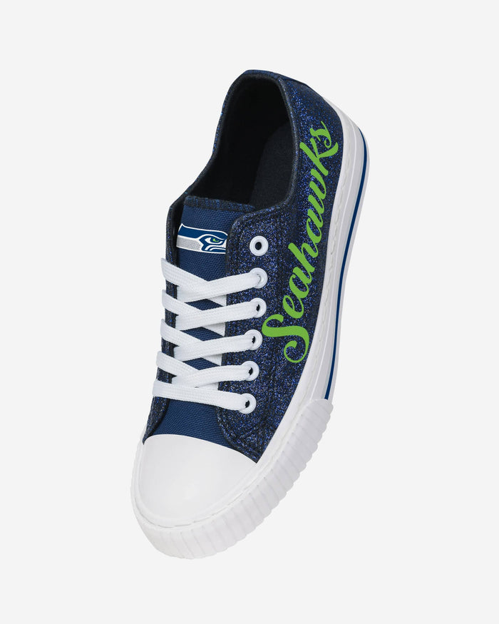 Seattle Seahawks Womens Color Glitter Low Top Canvas Shoes FOCO - FOCO.com