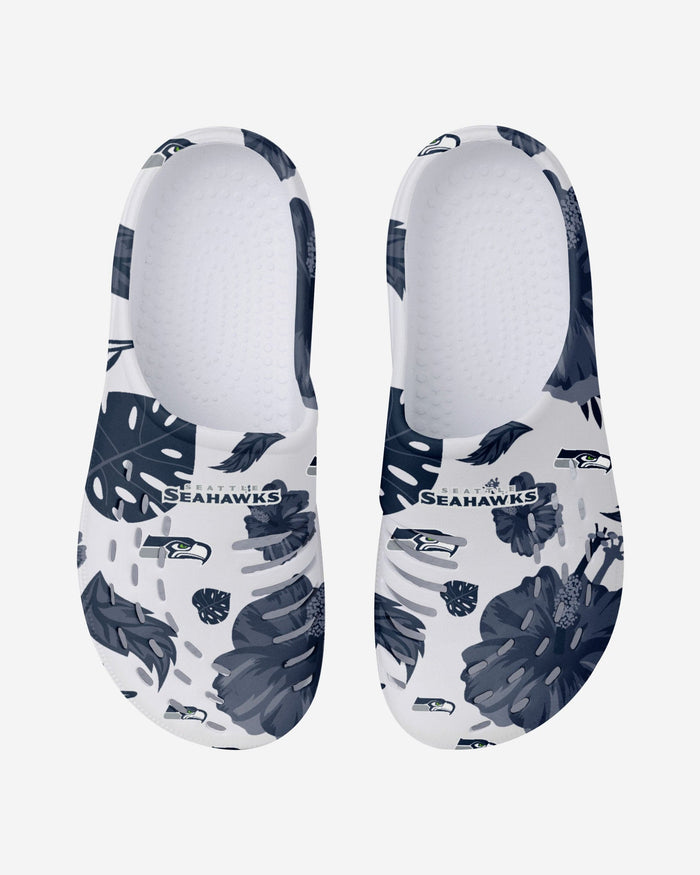 Seattle Seahawks Womens Floral White Clog FOCO - FOCO.com