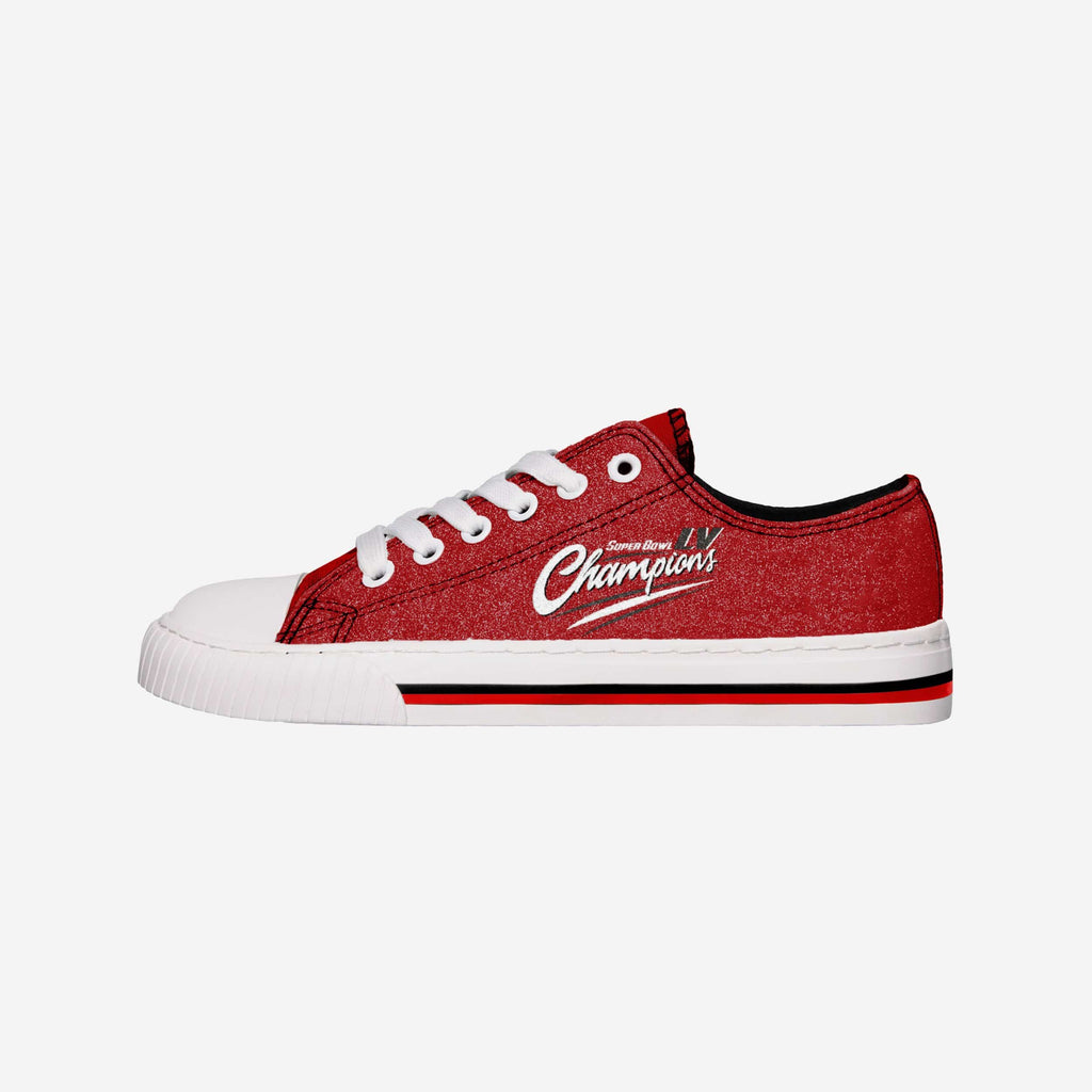 Tampa Bay Buccaneers Super Bowl LV Champions Womens Glitter Low Top Canvas Shoe FOCO S - FOCO.com