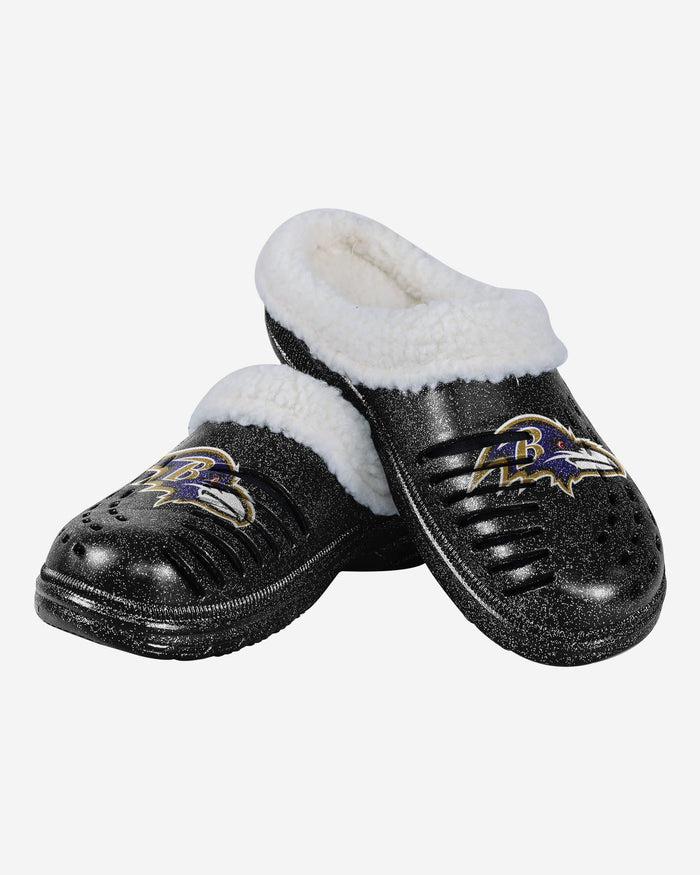 Baltimore Ravens Womens Sherpa Lined Glitter Clog FOCO - FOCO.com