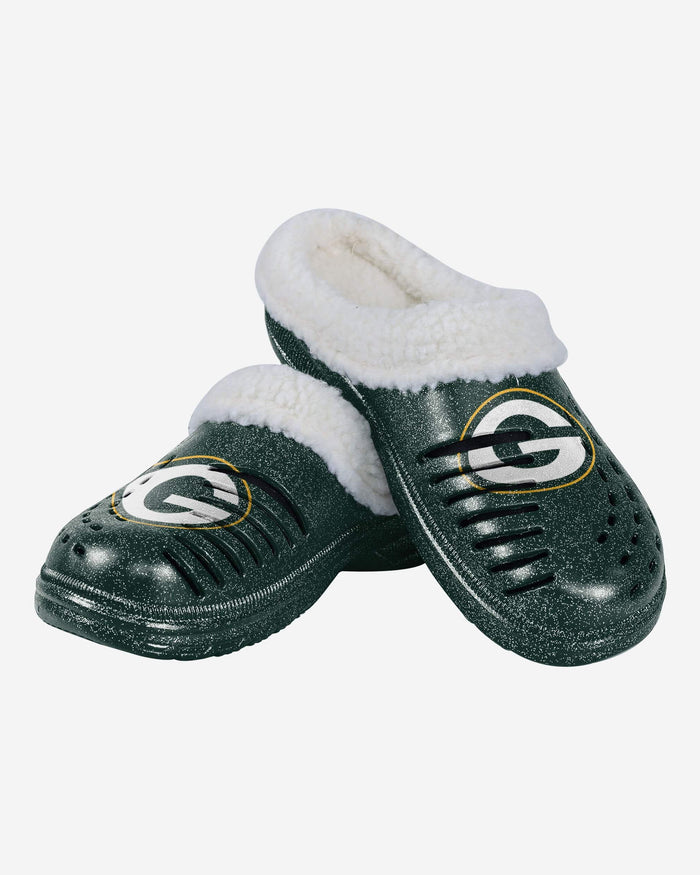 Green Bay Packers Womens Sherpa Lined Glitter Clog FOCO - FOCO.com