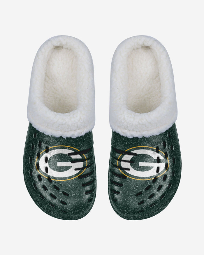 Green Bay Packers Womens Sherpa Lined Glitter Clog FOCO - FOCO.com