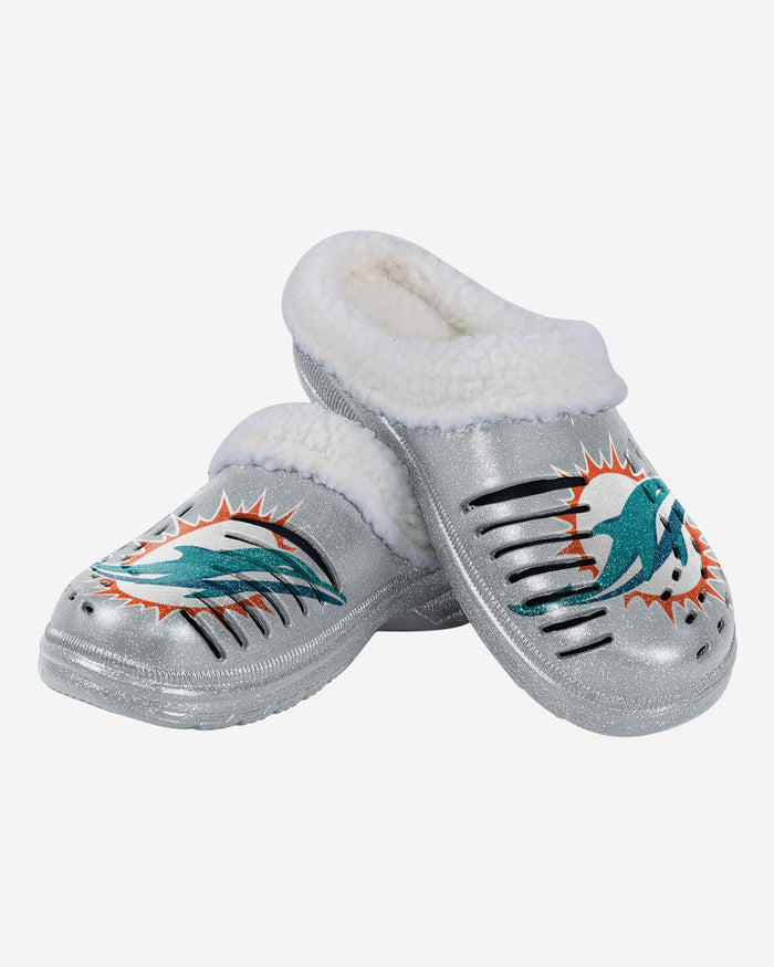 Miami Dolphins Womens Sherpa Lined Glitter Clog FOCO - FOCO.com