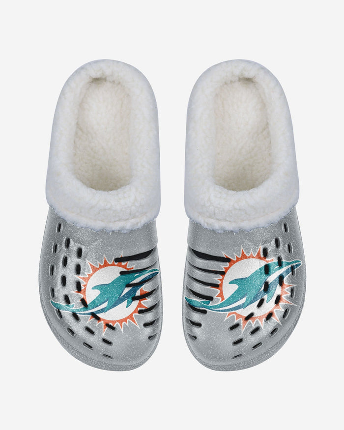 Miami Dolphins Womens Sherpa Lined Glitter Clog FOCO - FOCO.com