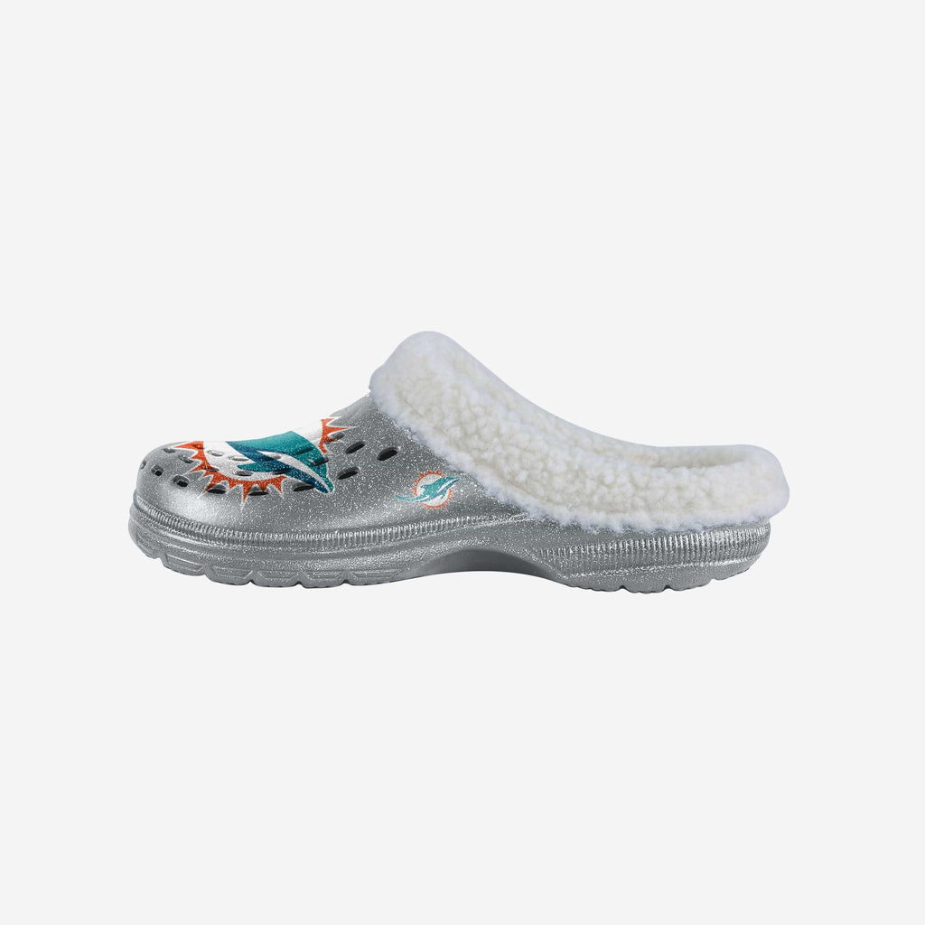 Miami Dolphins Womens Sherpa Lined Glitter Clog FOCO S - FOCO.com