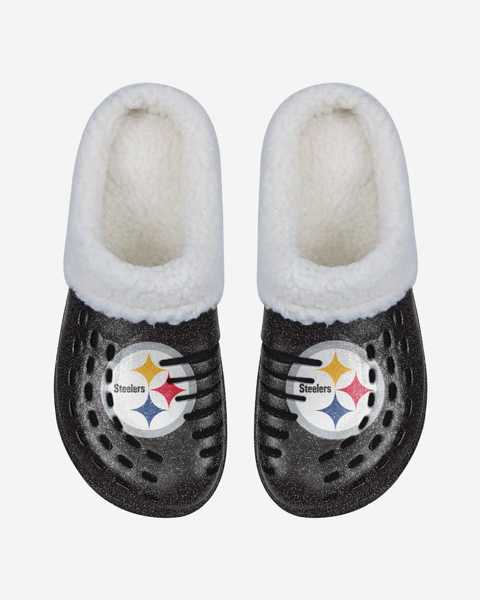 Pittsburgh Steelers Womens Sherpa Lined Glitter Clog FOCO - FOCO.com