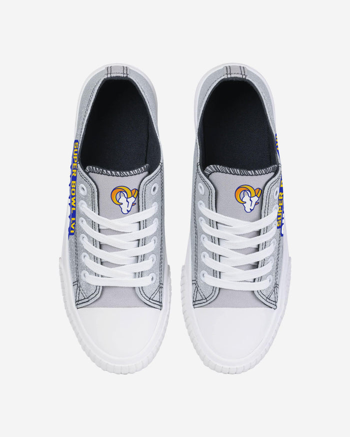 Los Angeles Rams Super Bowl LVI Champions Glitter Low Top Canvas Shoe FOCO - FOCO.com