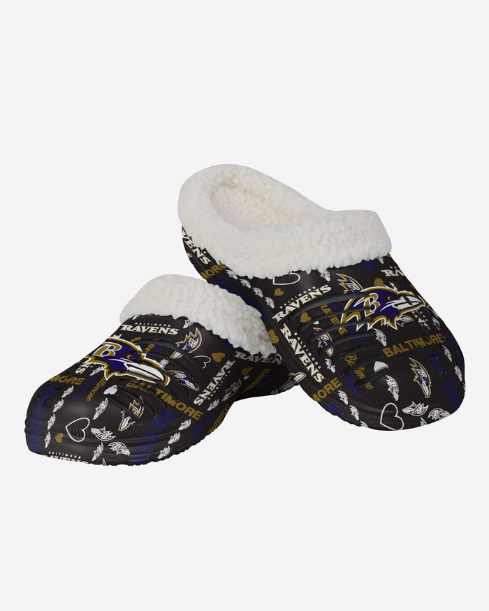 Baltimore Ravens Womens Sherpa Lined Logo Love Clog FOCO - FOCO.com