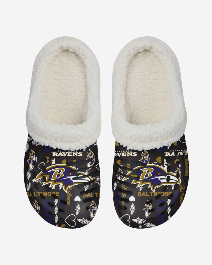 Baltimore Ravens Womens Sherpa Lined Logo Love Clog FOCO - FOCO.com