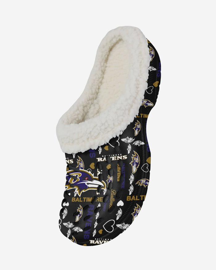 Baltimore Ravens Womens Sherpa Lined Logo Love Clog FOCO - FOCO.com