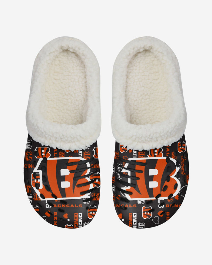 Cincinnati Bengals Womens Sherpa Lined Logo Love Clog FOCO - FOCO.com