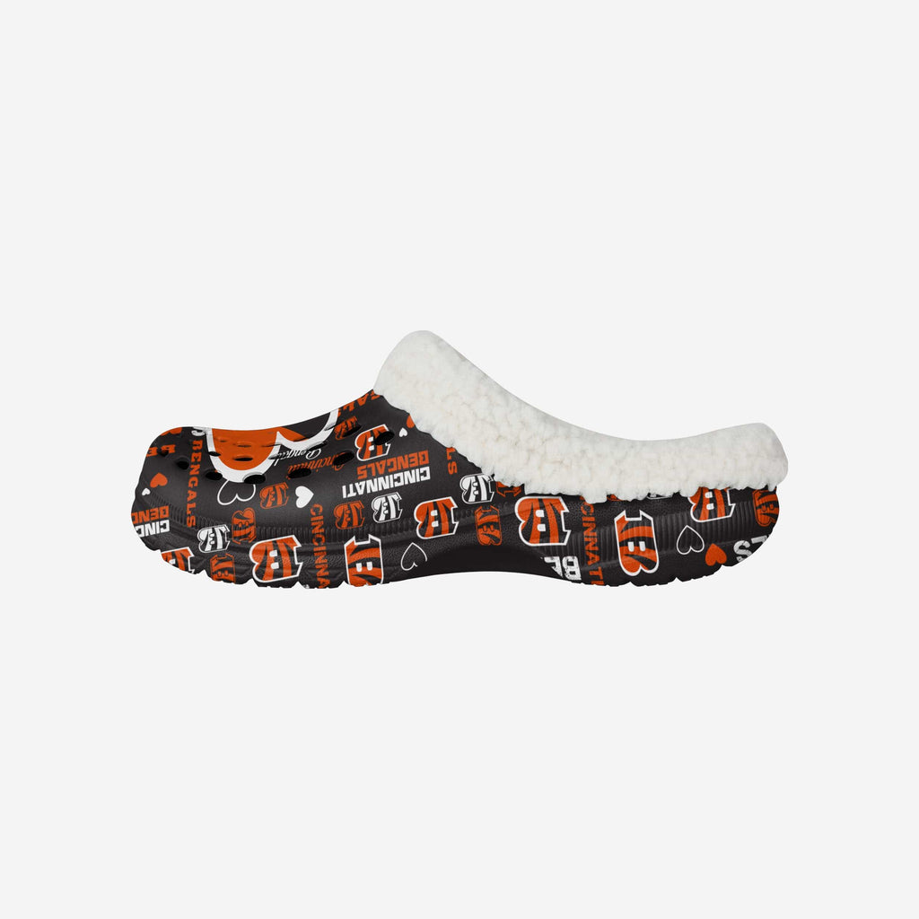 Cincinnati Bengals Womens Sherpa Lined Logo Love Clog FOCO S - FOCO.com