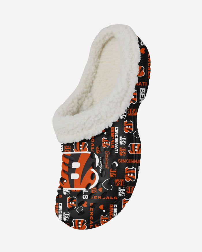 Cincinnati Bengals Womens Sherpa Lined Logo Love Clog FOCO - FOCO.com