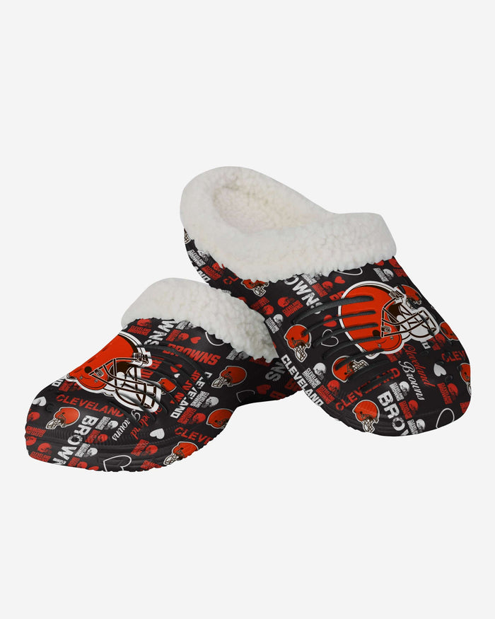 Cleveland Browns Womens Sherpa Lined Logo Love Clog FOCO - FOCO.com