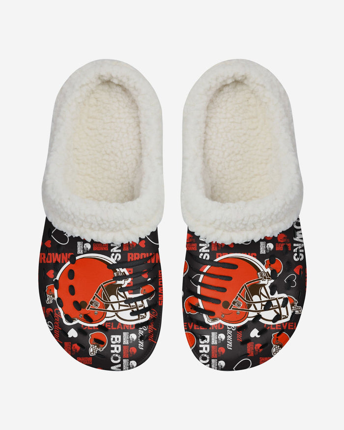 Cleveland Browns Womens Sherpa Lined Logo Love Clog FOCO - FOCO.com