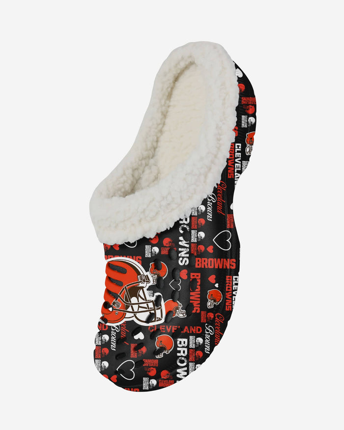 Cleveland Browns Womens Sherpa Lined Logo Love Clog FOCO - FOCO.com