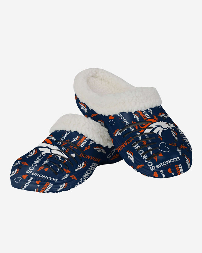 Denver Broncos Womens Sherpa Lined Logo Love Clog FOCO - FOCO.com