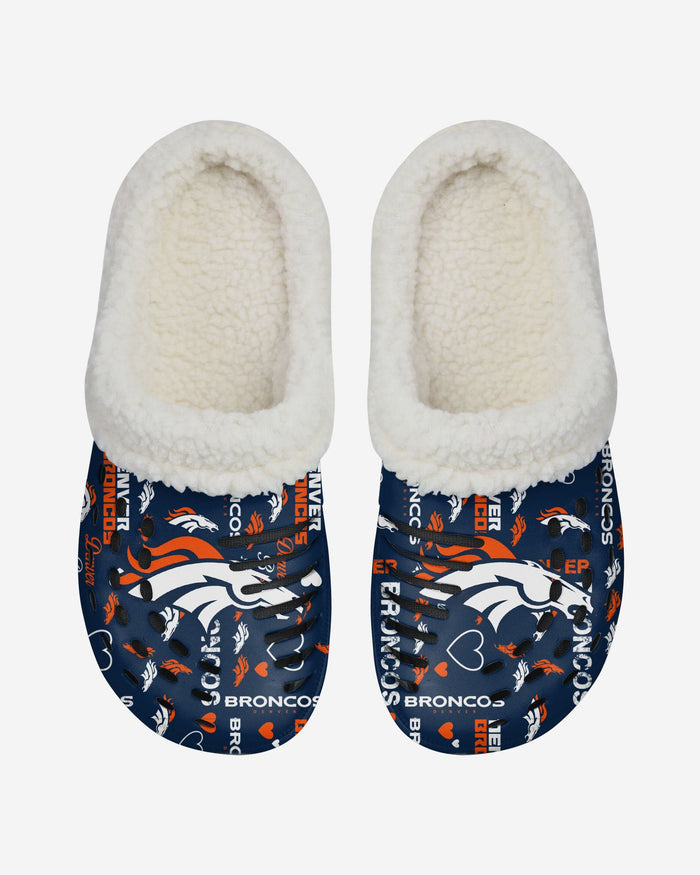 Denver Broncos Womens Sherpa Lined Logo Love Clog FOCO - FOCO.com