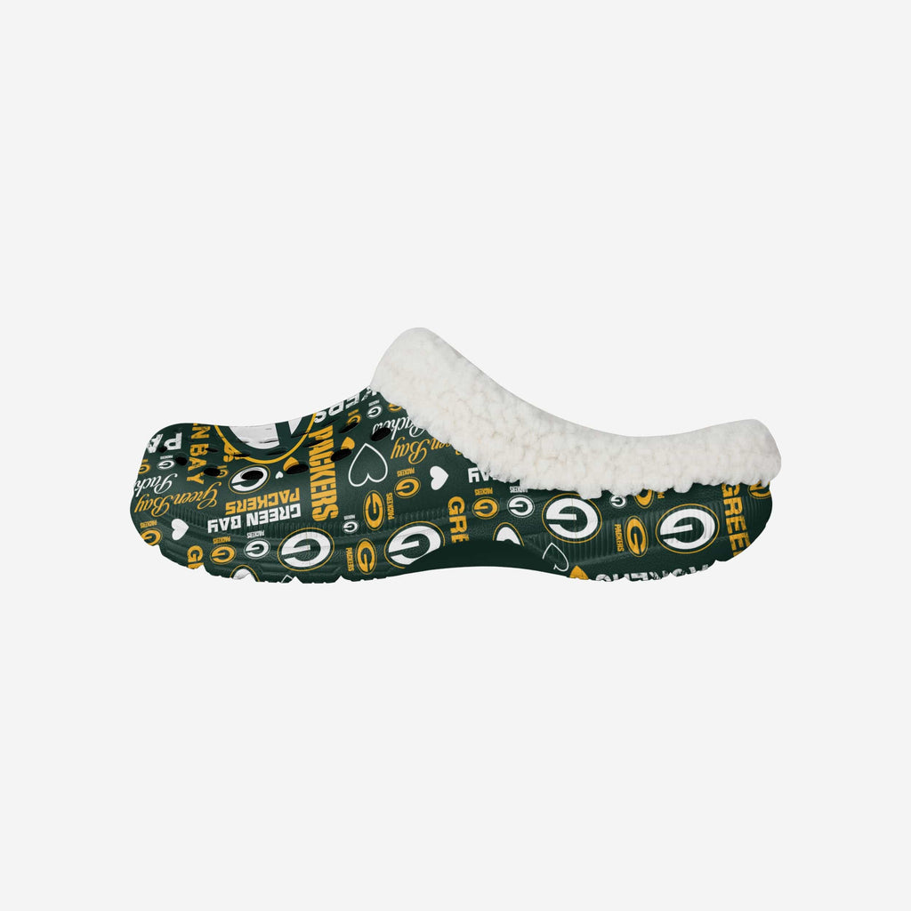 Green Bay Packers Womens Sherpa Lined Logo Love Clog FOCO S - FOCO.com