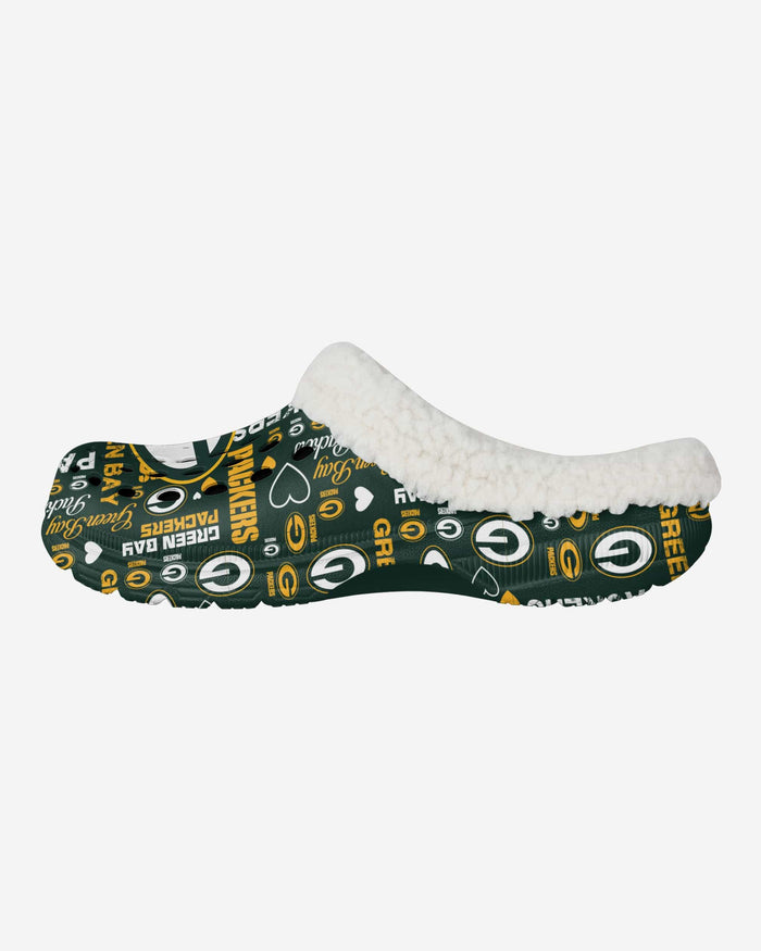 Green Bay Packers Womens Sherpa Lined Logo Love Clog FOCO S - FOCO.com