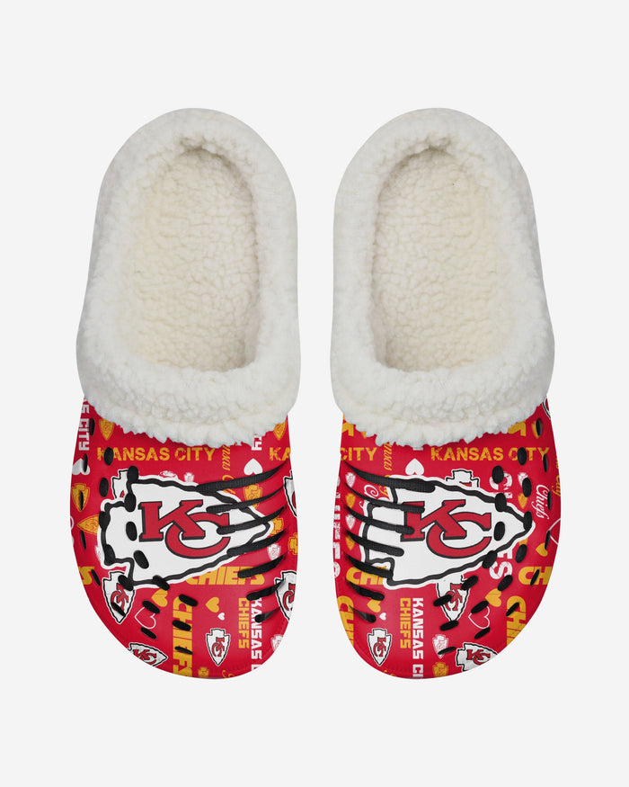 Kansas City Chiefs Womens Sherpa Lined Logo Love Clog FOCO - FOCO.com