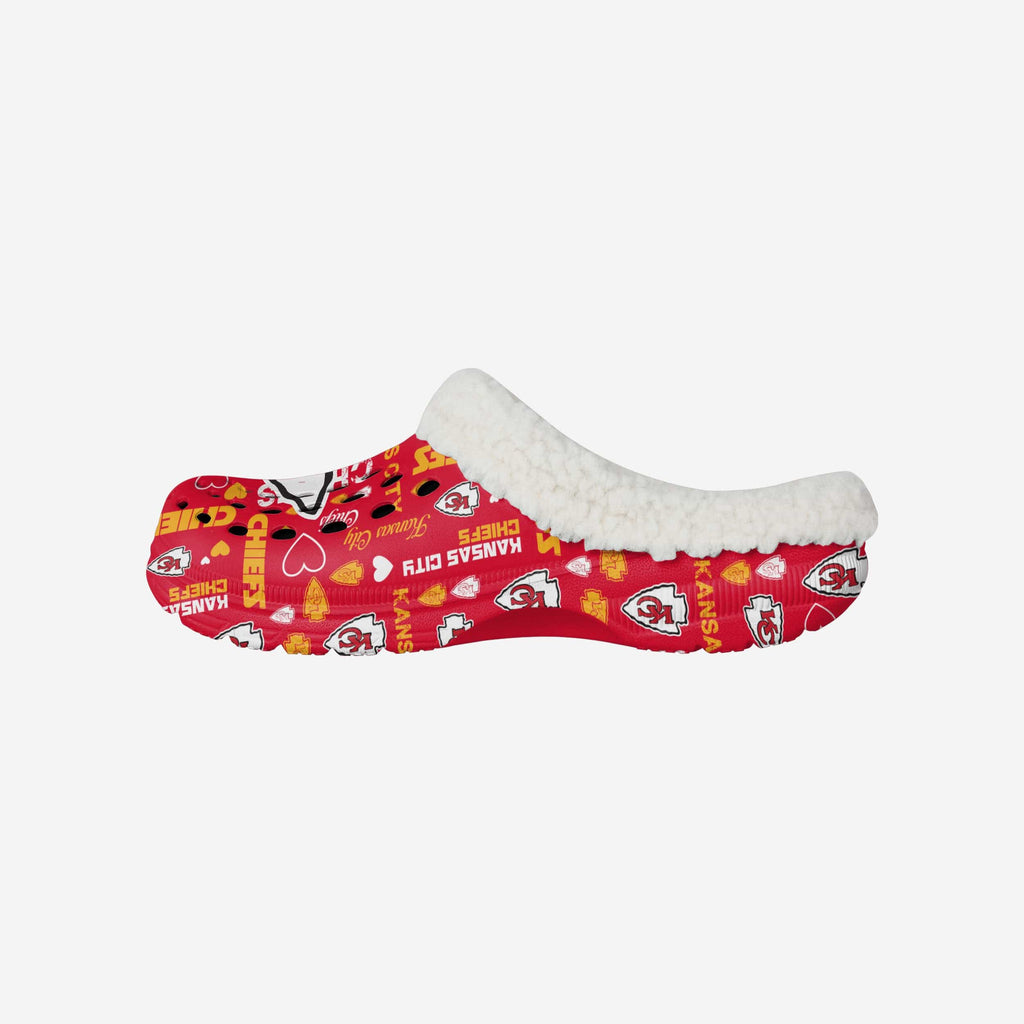 Kansas City Chiefs Womens Sherpa Lined Logo Love Clog FOCO S - FOCO.com