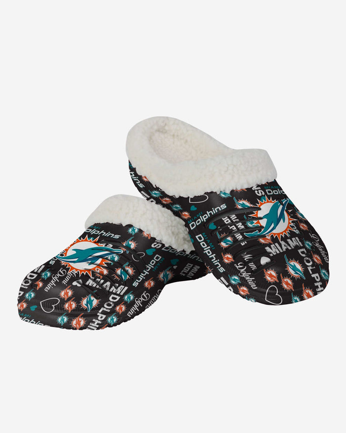 Miami Dolphins Womens Sherpa Lined Logo Love Clog FOCO - FOCO.com