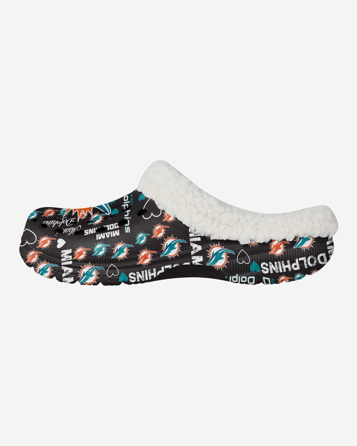 Miami Dolphins Womens Sherpa Lined Logo Love Clog FOCO S - FOCO.com