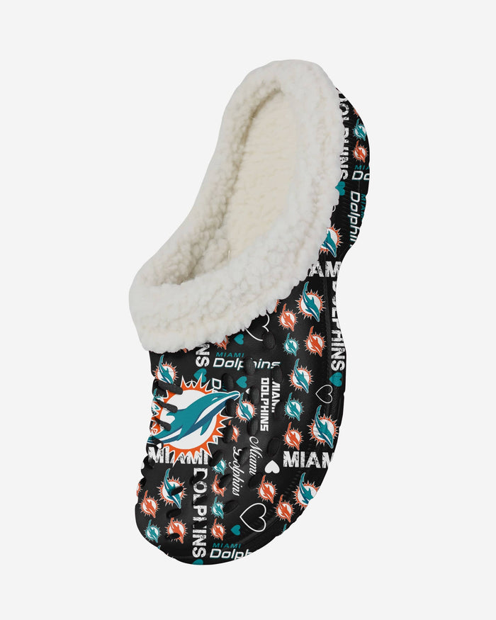 Miami Dolphins Womens Sherpa Lined Logo Love Clog FOCO - FOCO.com