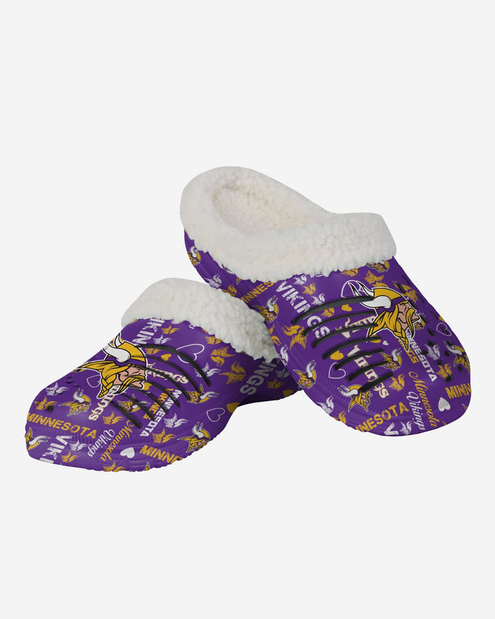 Minnesota Vikings Womens Sherpa Lined Logo Love Clog FOCO - FOCO.com