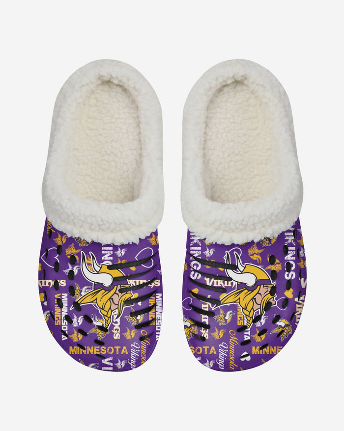 Minnesota Vikings Womens Sherpa Lined Logo Love Clog FOCO - FOCO.com