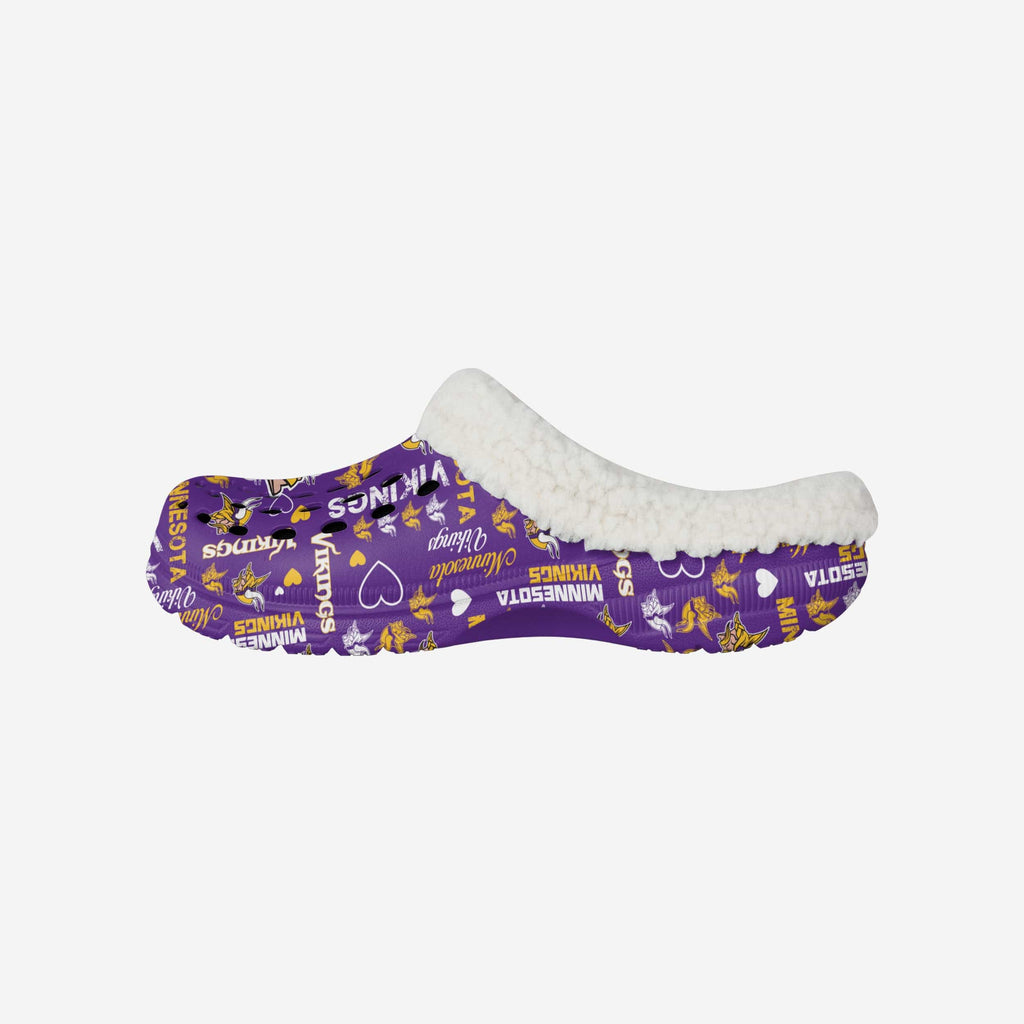 Minnesota Vikings Womens Sherpa Lined Logo Love Clog FOCO S - FOCO.com