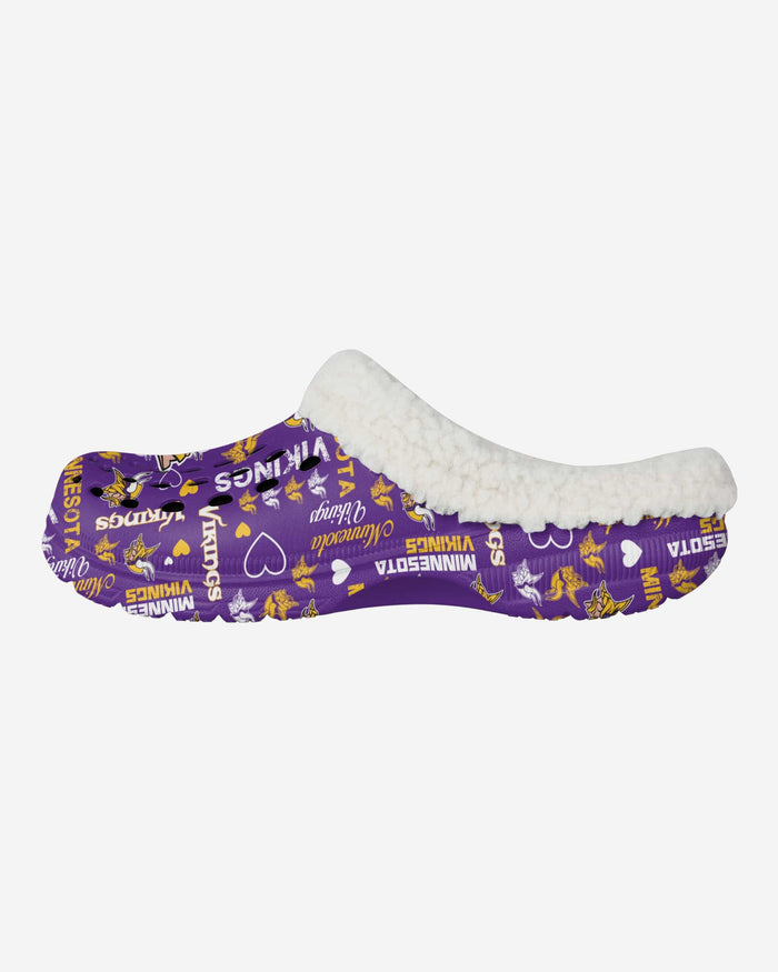 Minnesota Vikings Womens Sherpa Lined Logo Love Clog FOCO S - FOCO.com