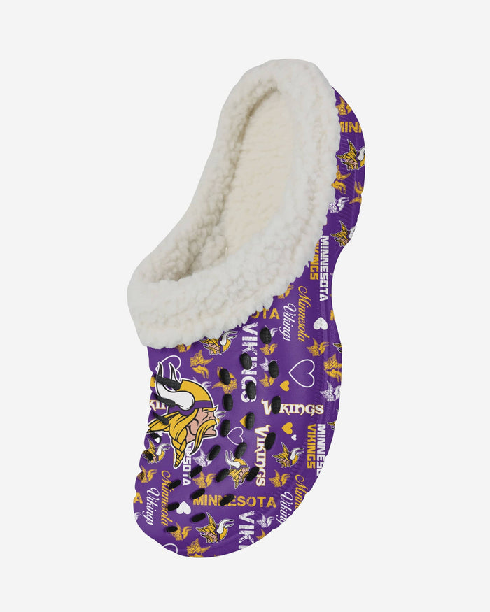 Minnesota Vikings Womens Sherpa Lined Logo Love Clog FOCO - FOCO.com