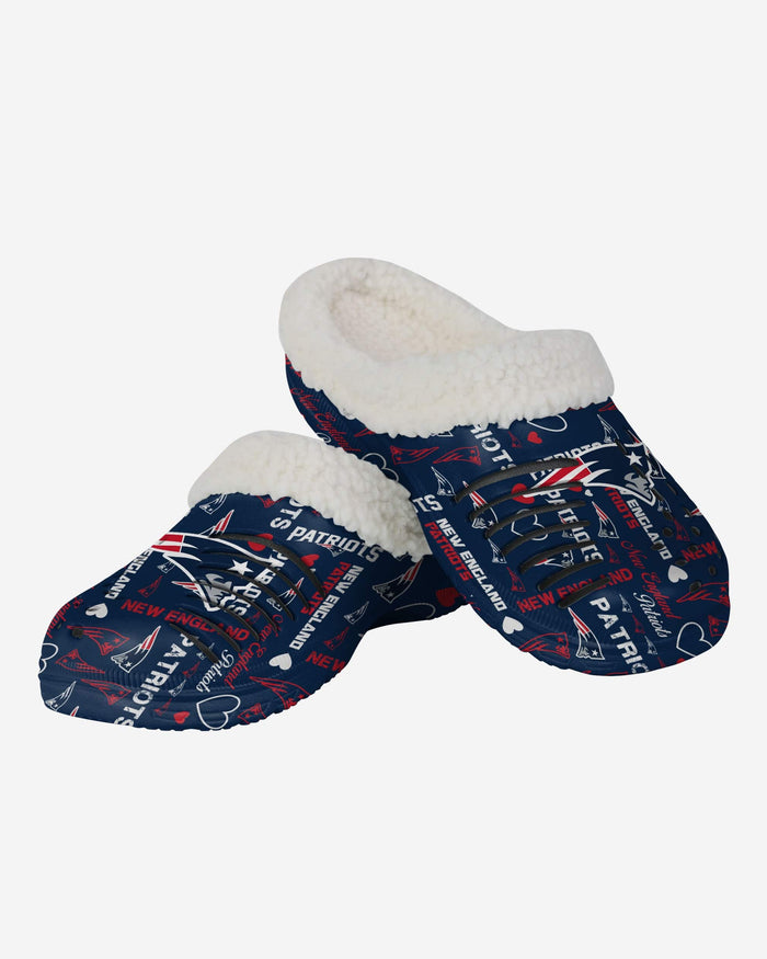 New England Patriots Womens Sherpa Lined Logo Love Clog FOCO - FOCO.com