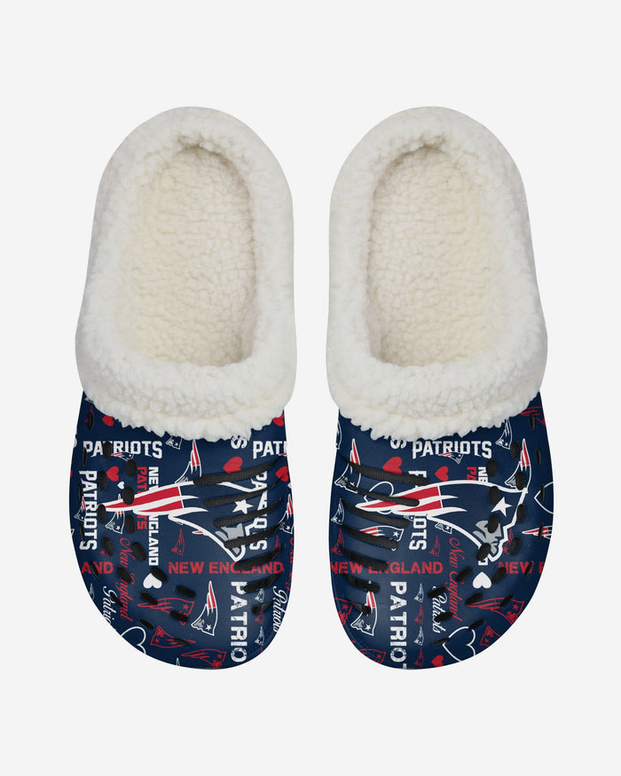 New England Patriots Womens Sherpa Lined Logo Love Clog FOCO - FOCO.com