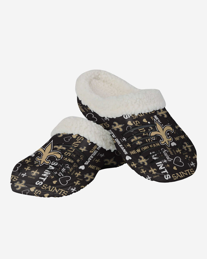 New Orleans Saints Womens Sherpa Lined Logo Love Clog FOCO - FOCO.com