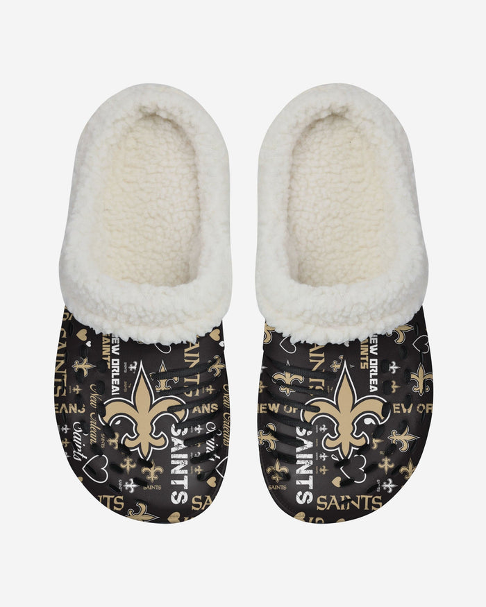 New Orleans Saints Womens Sherpa Lined Logo Love Clog FOCO - FOCO.com