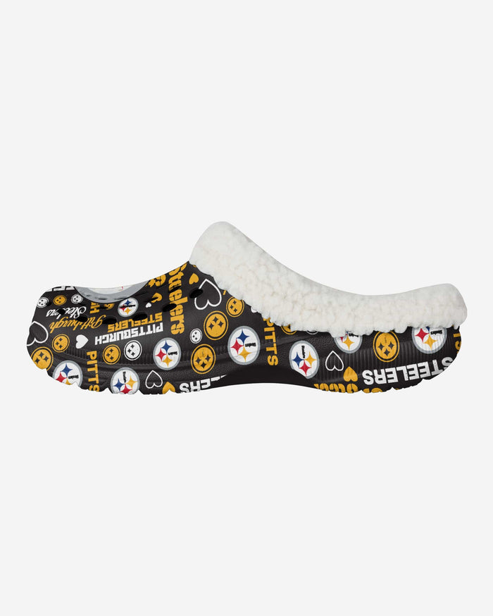 Pittsburgh Steelers Womens Sherpa Lined Logo Love Clog FOCO S - FOCO.com