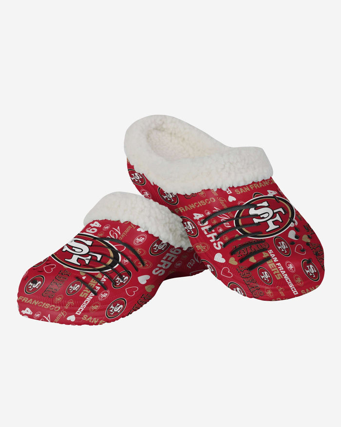 San Francisco 49ers Womens Sherpa Lined Logo Love Clog FOCO - FOCO.com