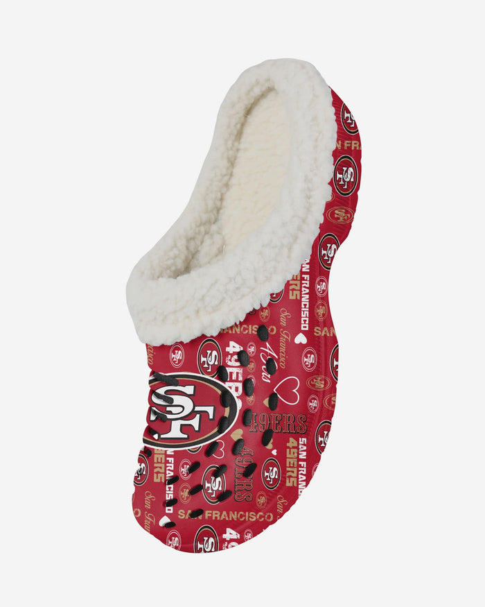 San Francisco 49ers Womens Sherpa Lined Logo Love Clog FOCO - FOCO.com