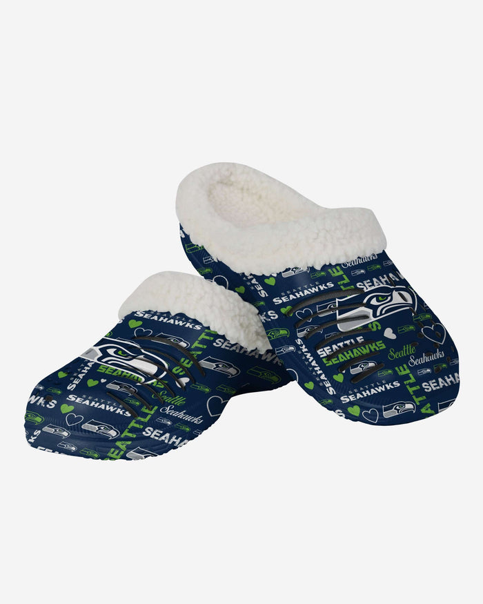 Seattle Seahawks Womens Sherpa Lined Logo Love Clog FOCO - FOCO.com