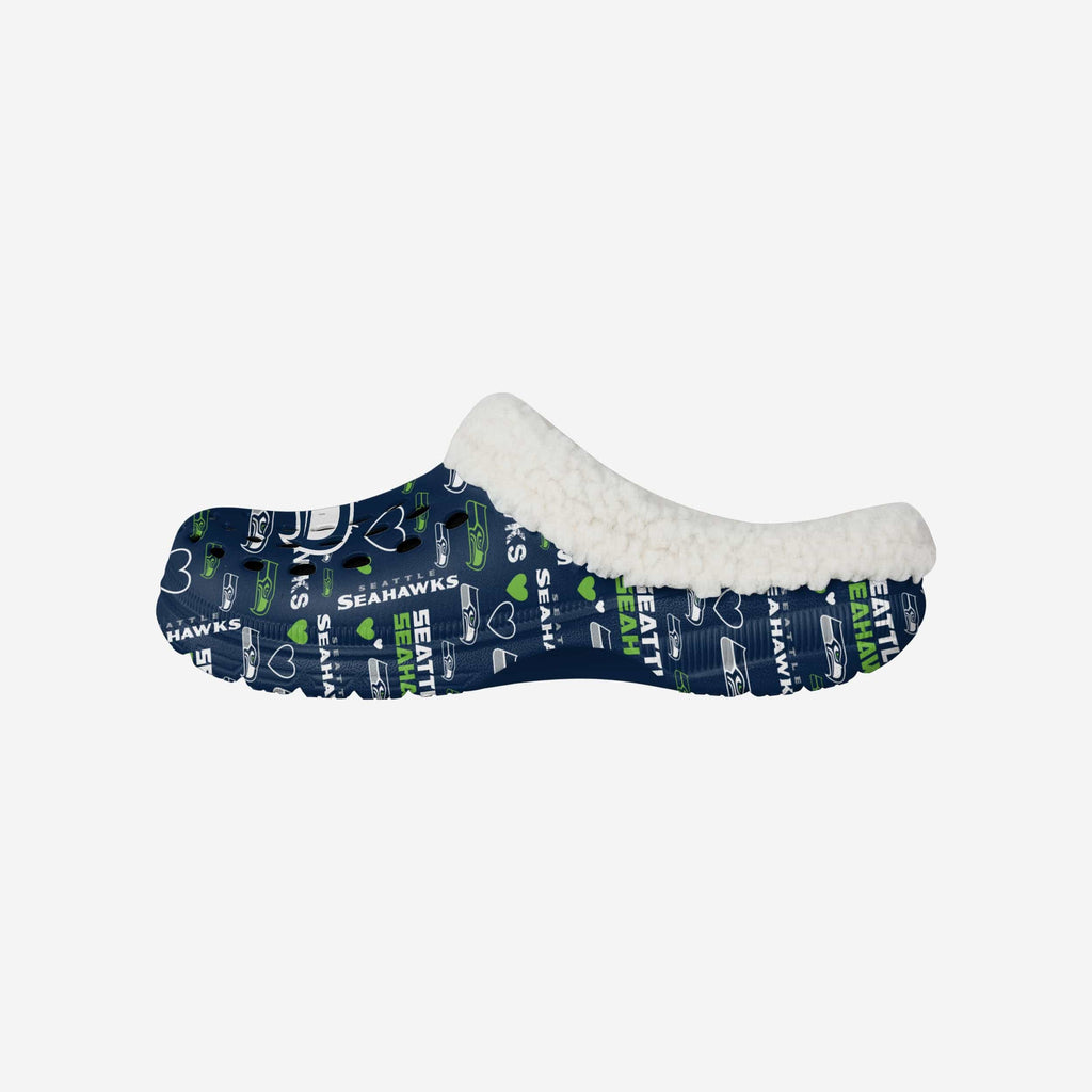 Seattle Seahawks Womens Sherpa Lined Logo Love Clog FOCO S - FOCO.com