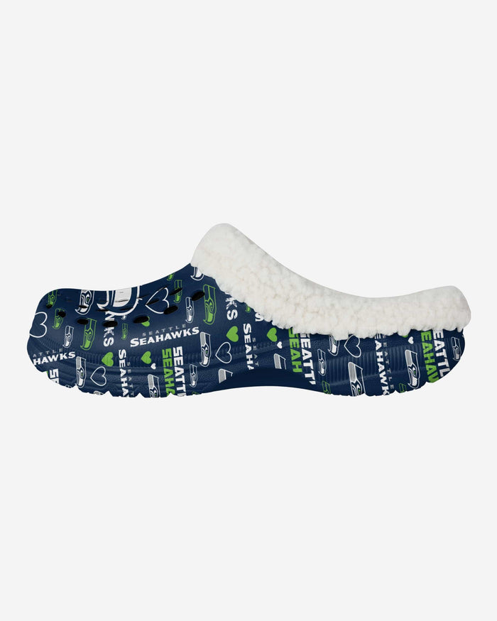 Seattle Seahawks Womens Sherpa Lined Logo Love Clog FOCO S - FOCO.com