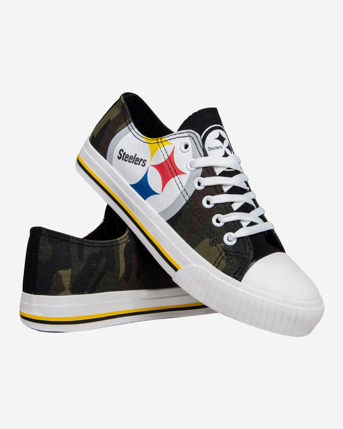 Pittsburgh Steelers Womens Camo Low Top Canvas Shoe FOCO - FOCO.com