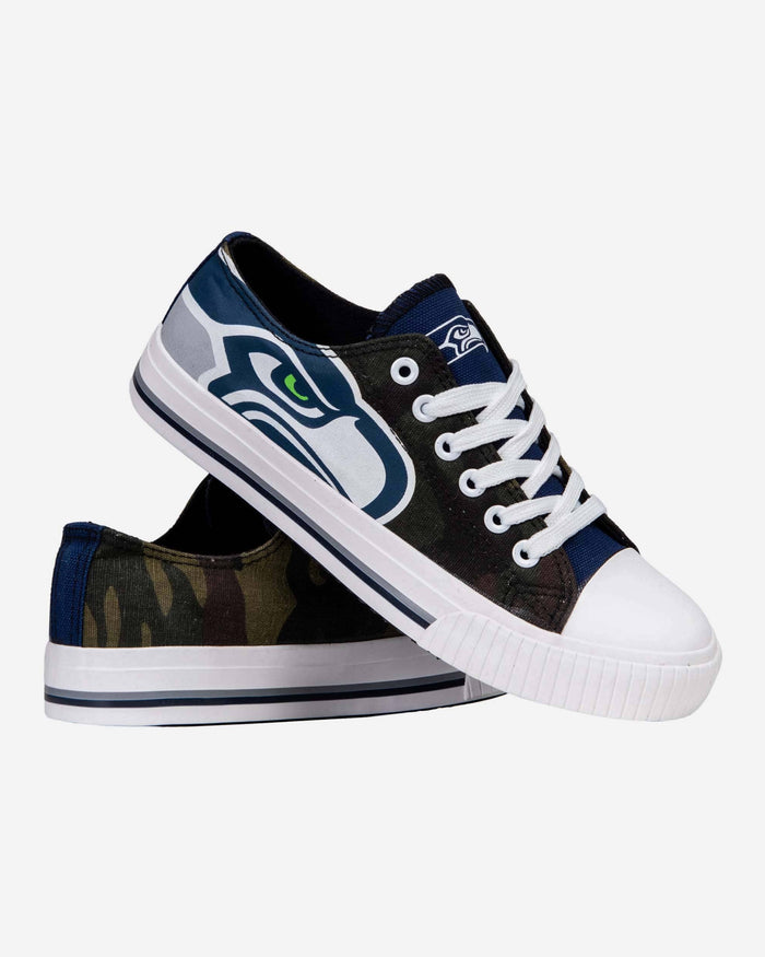 Seattle Seahawks Womens Camo Low Top Canvas Shoe FOCO - FOCO.com