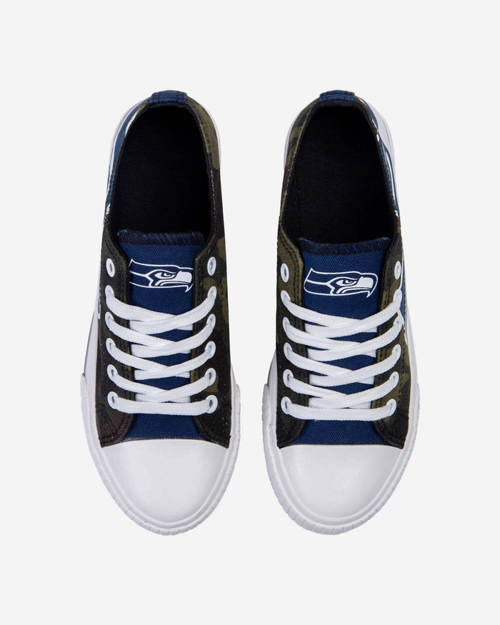 Seattle Seahawks Womens Camo Low Top Canvas Shoe FOCO - FOCO.com