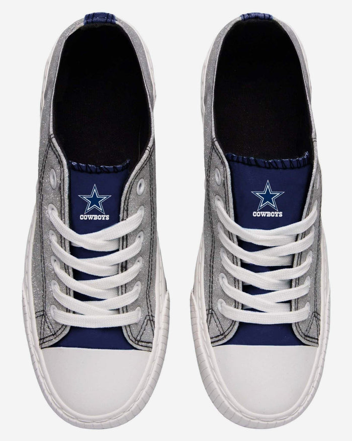 Dallas Cowboys Womens Glitter Low Top Canvas Shoe FOCO - FOCO.com