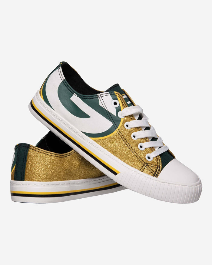 Green Bay Packers Womens Glitter Low Top Canvas Shoe FOCO - FOCO.com