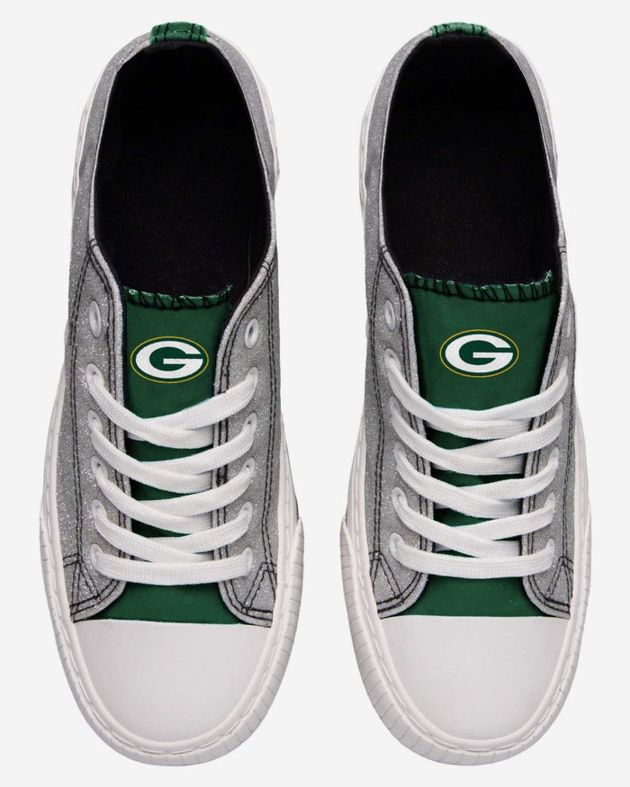 Green Bay Packers Womens Glitter Low Top Canvas Shoe FOCO - FOCO.com